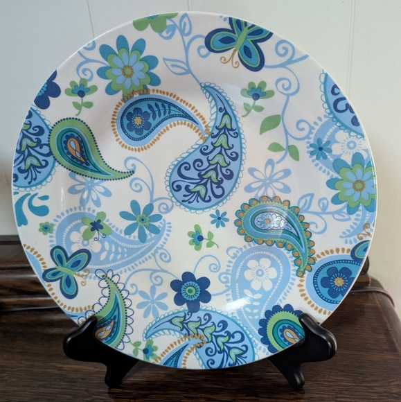 S467 Royal Norfolk Blue and Green Paisley Dinner Plate - Picture 1 of 3